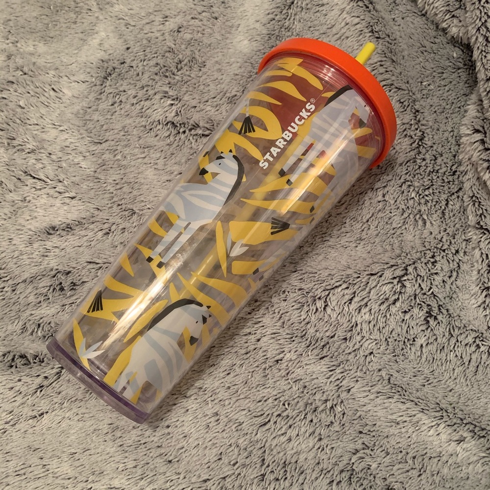 Starbucks yellow zebra cold cup plastic 20 oz